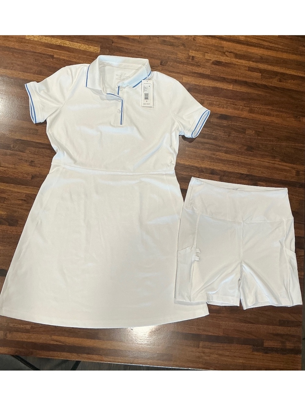 Women’s White Polo Dress with Matching White Active Shorts